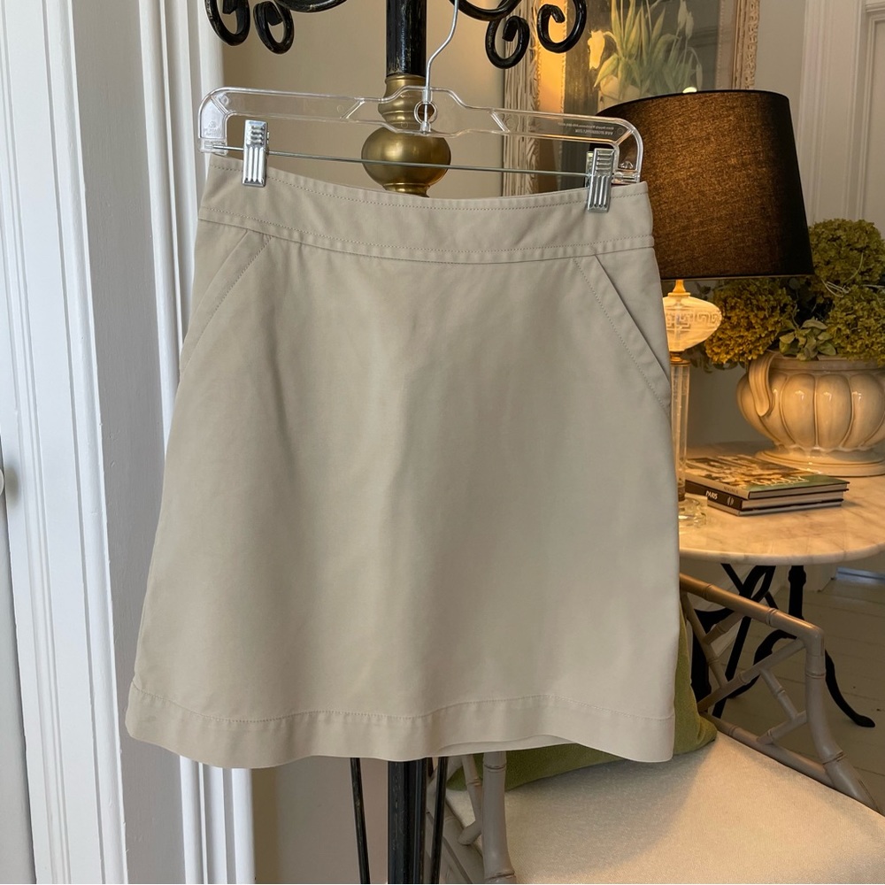 Banana Republic Womens 2 Tan Khaki Skirt Stretch Pockets Work Casual EUC